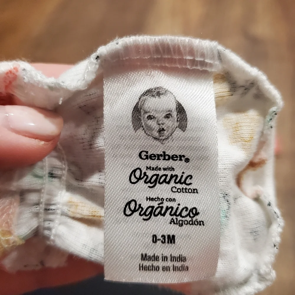 Gerber 4 Organic Cotton Baby Girl Mitts Mittens Pink White Floral Stripe Ruffle